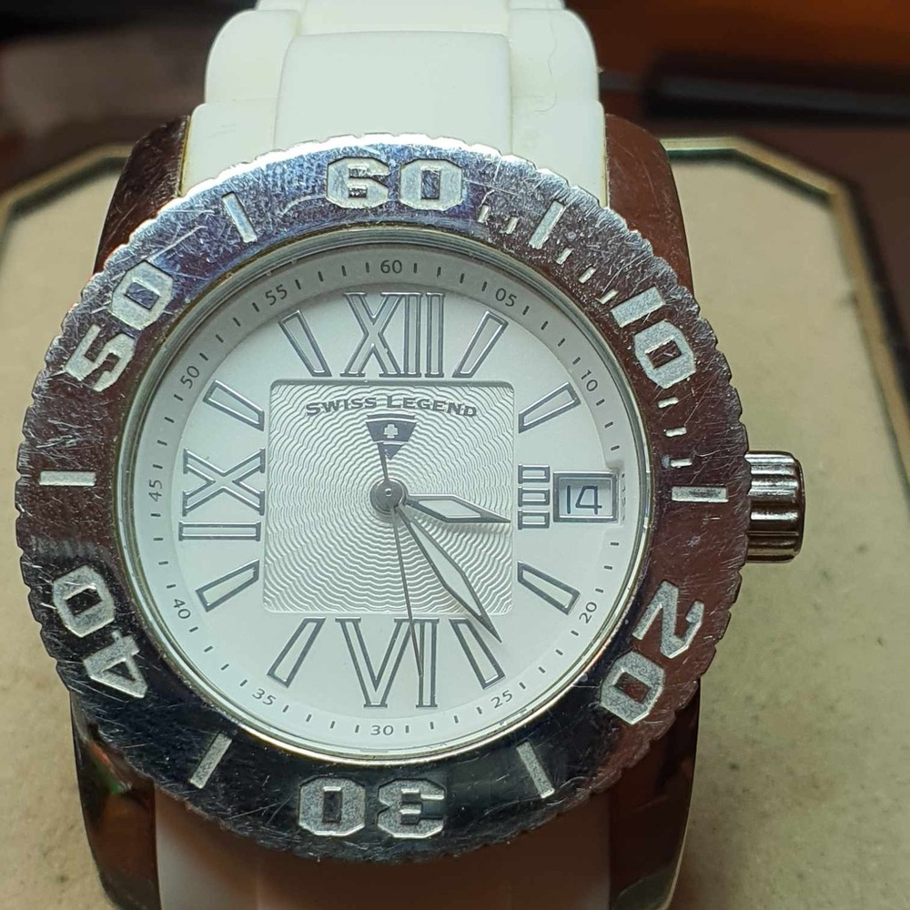 Swiss Legend Commander  Silver/White Silicone Women's Watch w/Date
